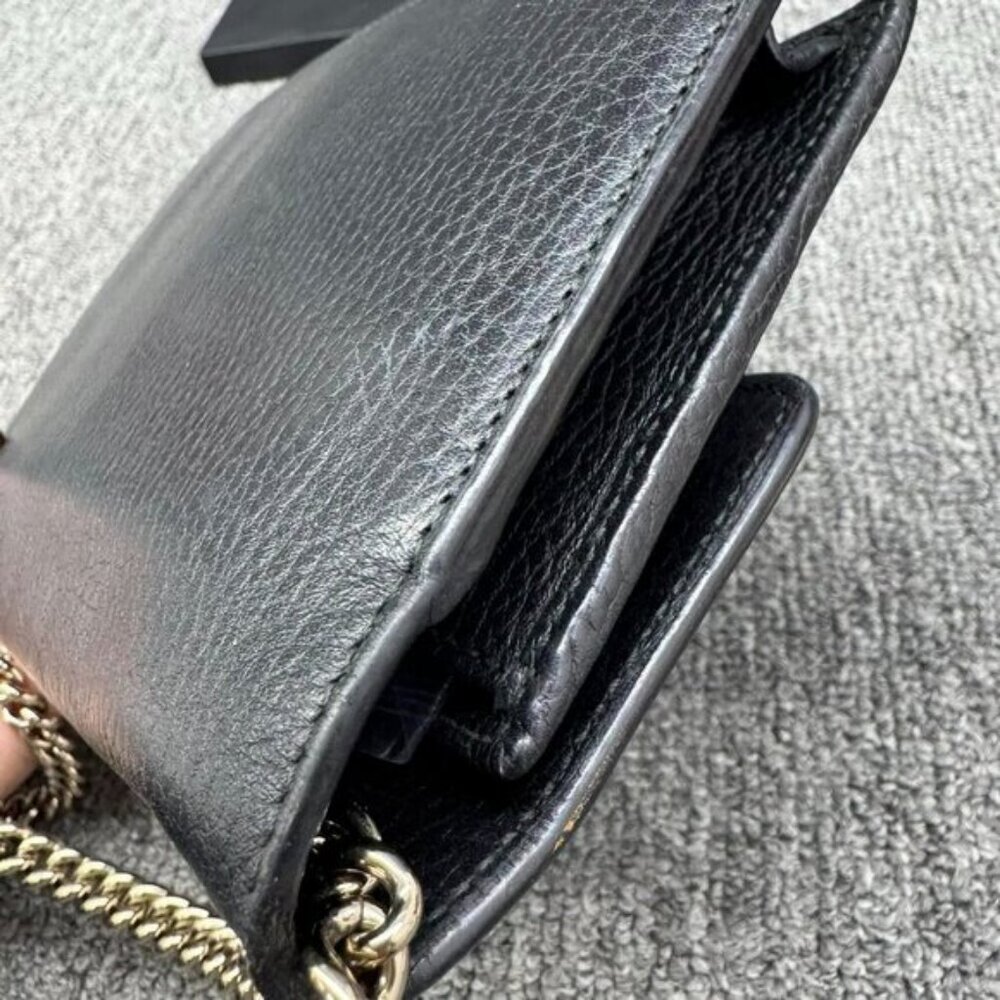 Authentic Gucci Soho Chain Crossbody Bag Black Pebbled Leather GG Logo LuxuryBag - Picture 6 of 16